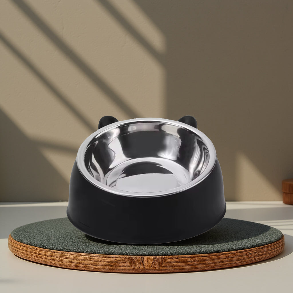 Tilted Stainless Steel Cat Bowl for Food & Water – Puppy & Kitten Feeder