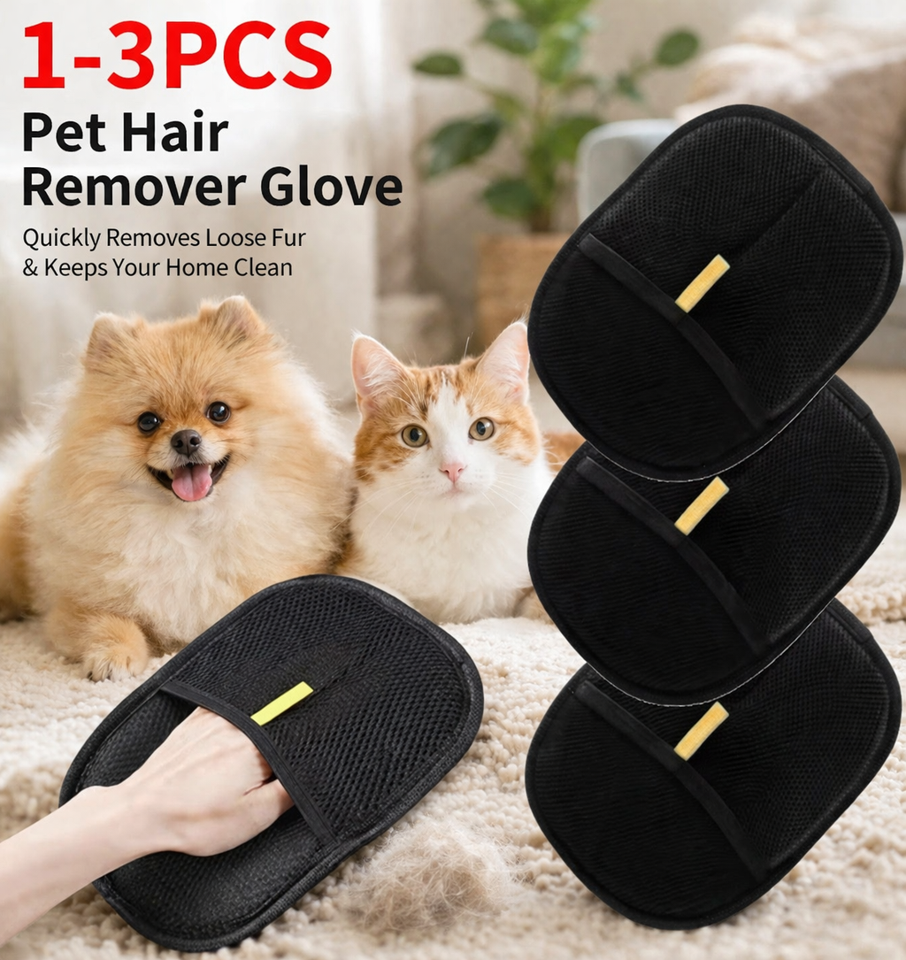 Pet Hair Remover Grooming Glove – Deshedding Brush for Dogs, Cats, and Rabbits