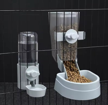 Cage-Mounted Pet Feeder & Water Dispenser