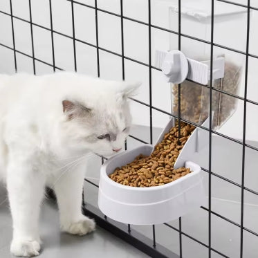 Cage-Mounted Pet Feeder & Water Dispenser