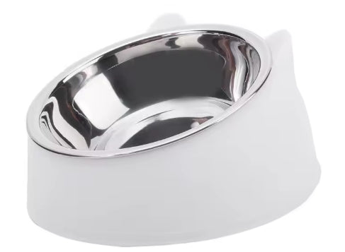 Tilted Stainless Steel Cat Bowl for Food & Water – Puppy & Kitten Feeder