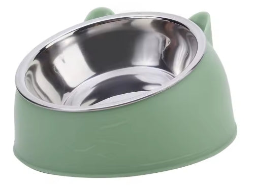 Tilted Stainless Steel Cat Bowl for Food & Water – Puppy & Kitten Feeder